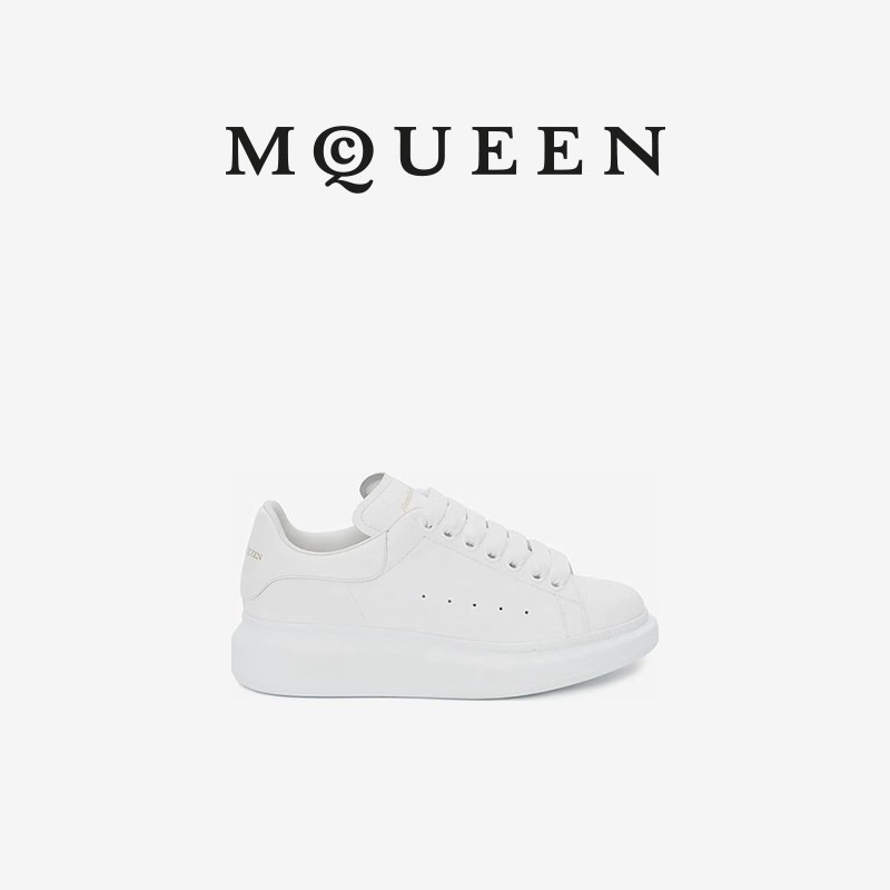 [Gift] Mcqueen Mcqueen Classic Women's Pure White Thick-Soled Wide-Style Sports Sneakers