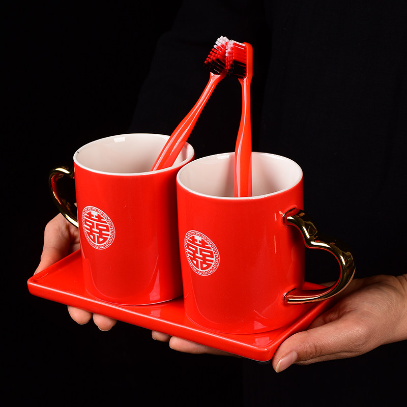 Married mouthwash cup couples toilet cup wedding products suitcase toothbrush cup newmarried drinking water pair