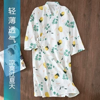 Áo tắm mùa hè kimono áo dài nữ thấm mồ hôi phù hợp với váy phù hợp với XL lông cardigan mùa hè cotton cotton đơn mảnh - Night Robe áo choàng nam nữ