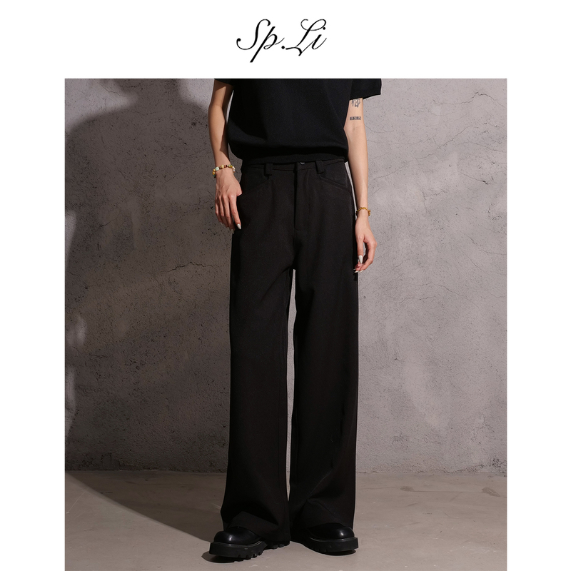 Spli【Three-Needle】Seamless Two-Piece Cut Drapey Loose Straight Casual Pants Men's Summer Wide-Leg Dress Pants Spli【Three-Needle】Seamless Two-Piece Cut Drapey Loose Straight Casual Pants Men's Summer Wide-Leg Dress Pants