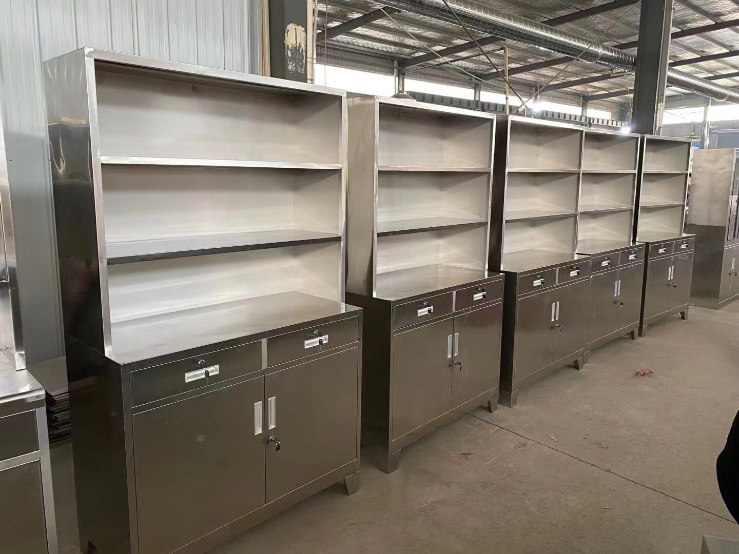 定做304不锈钢2斗西药柜调剂台诊所配药柜医院无菌药店处置台加厚