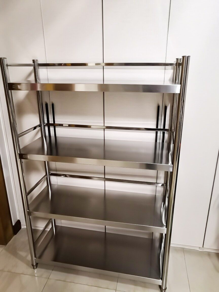 定制304不锈钢落地置物架商用厨房四层货架医院无菌多层展示架子