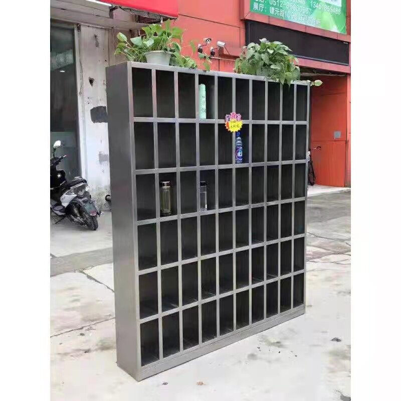 厂家直销201/304不锈钢六十格水杯柜车间员工无门茶杯储物柜定制