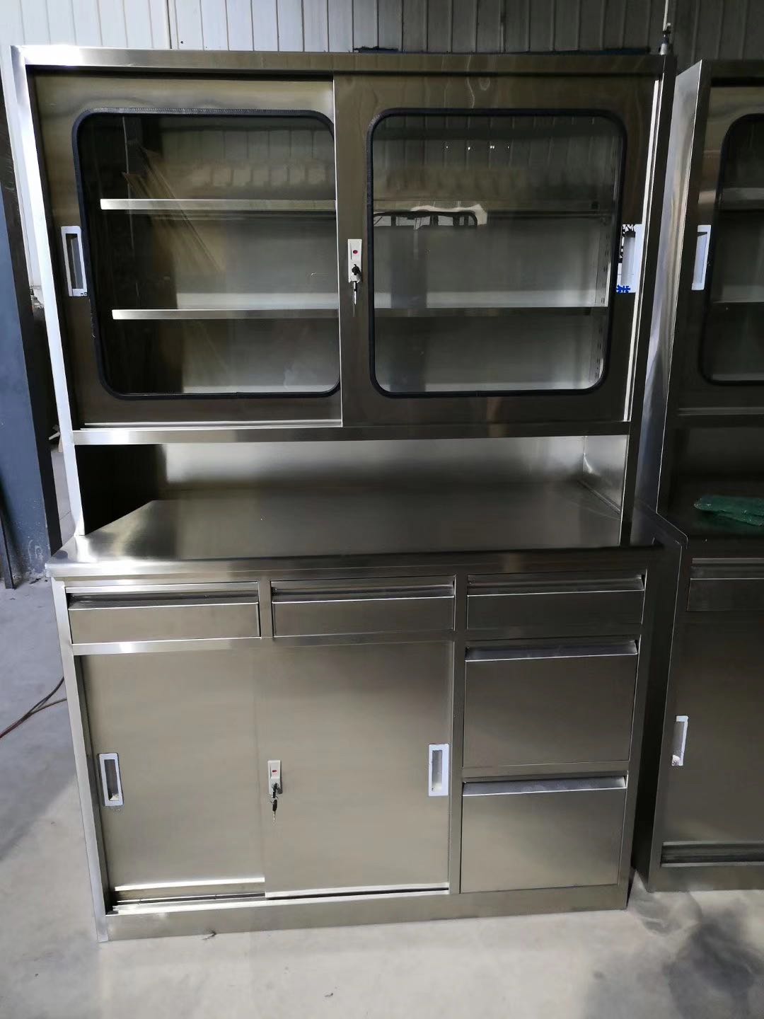 定制304不锈钢五斗四门西药柜诊所医院移门器械柜加厚药品调剂台