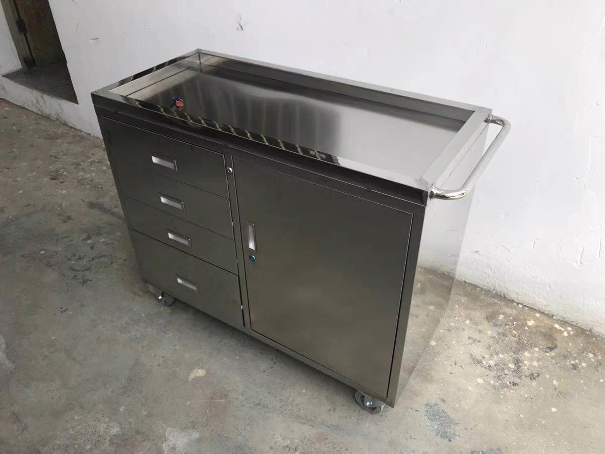 定制不锈钢四抽一门活动工具柜矮柜储物柜抽屉式汽修单开门小推车
