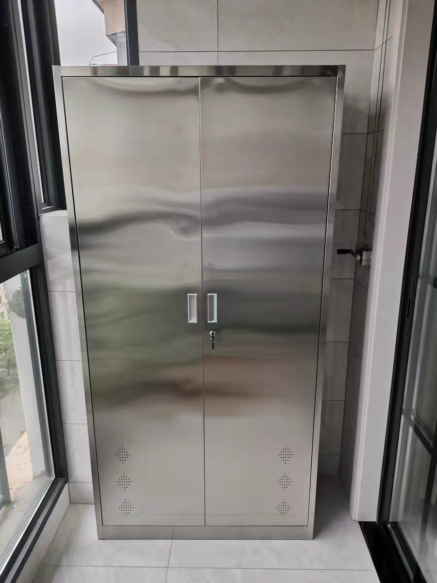 定制304不锈钢双开门清洁柜阳台清洁拖把工具柜学校保洁用品柜子