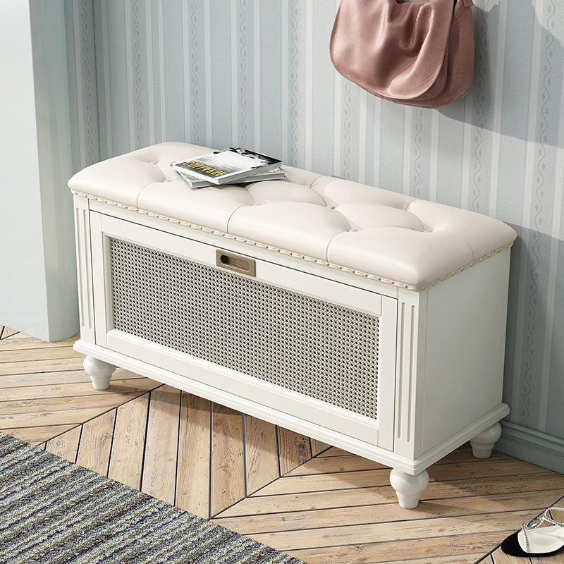 American-style solid wood shoe-changing shoe bench-type shoe cabinet home entry door wear shoe bench solid wood can sit on the bed end stool to enter the door to change the shoe cabinet