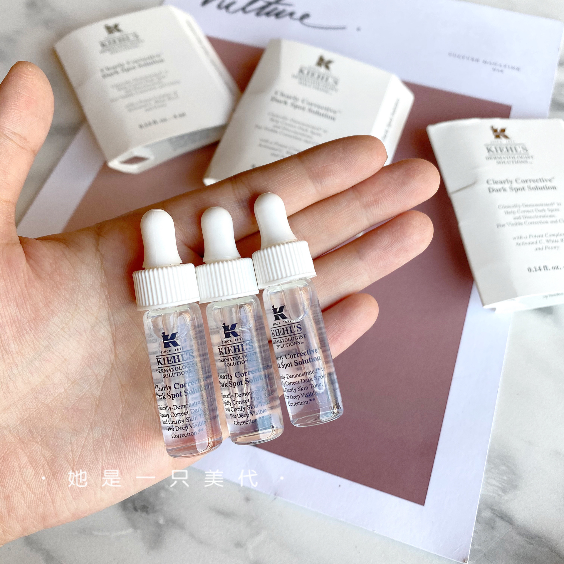 3*4ml Kiehls Kiehl's Whitening Balance Brightening Spot Serum Ampoule VC Brightening Skin Trial Pack