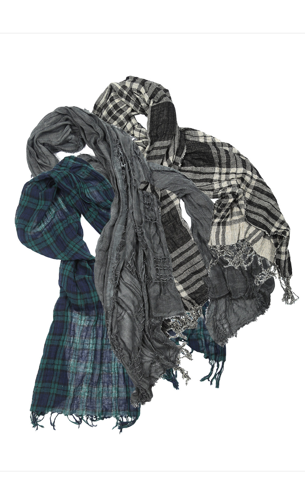 TREclub Fringed Plaid Long Scarf