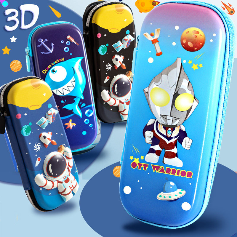 Children's Pencil Case Cartoon Creative Pen Bag Male Children Elementary School Students With Multifunction 3D Lead Pencil Case Ins Tide Three Layers Brief Cute Korea Nets Red Large Capacity Girl EVA Kindergarten Stationery Bag