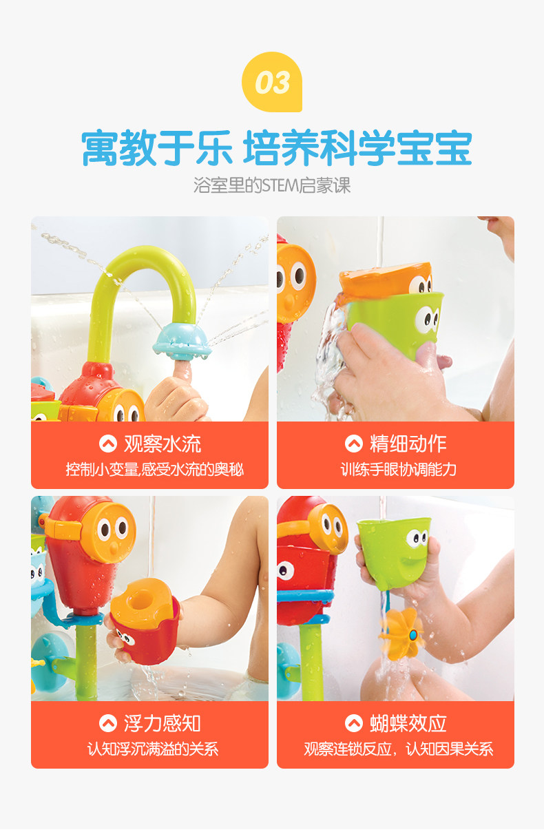 Игрушки для детского бассейна 幼奇多yookidoo宝宝洗澡玩具婴儿洗澡花洒浴室电动喷头戏水浴帽 Young Cheetos