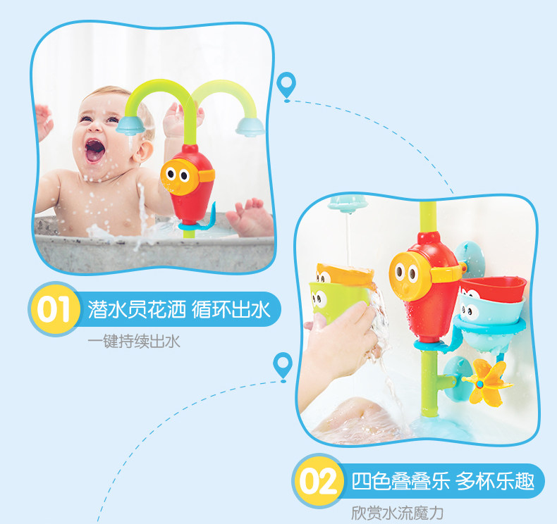 Игрушки для детского бассейна 幼奇多yookidoo宝宝洗澡玩具婴儿洗澡花洒浴室电动喷头戏水浴帽 Young Cheetos