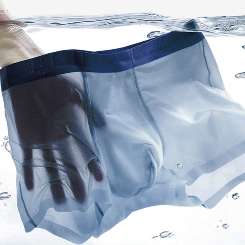 Semi-waking men's small cool cave underwear summer thin ice-sensitive quarkler antibacterial flat shorts breathable pants