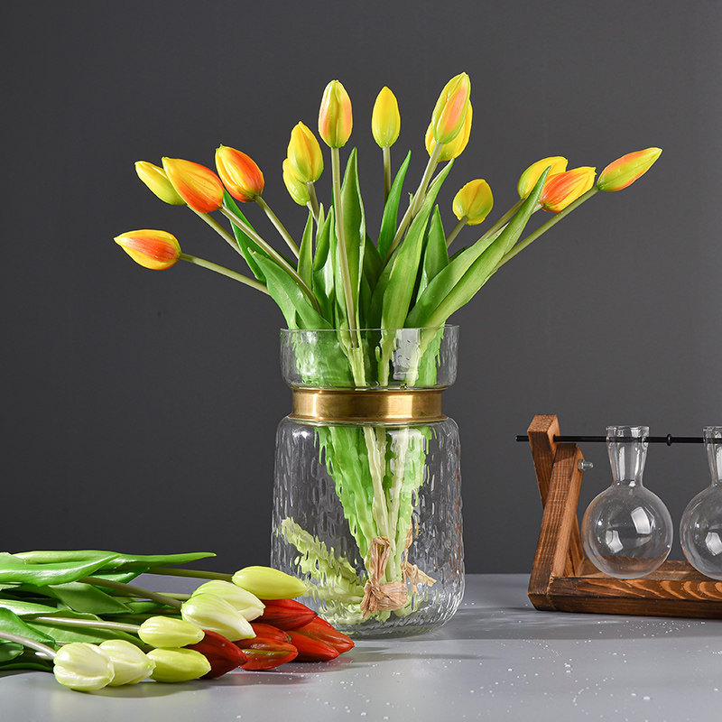 Simulation Tulip Bouquet Dining Room Table Bedroom Dins Pendulum Pieces Fake Floral Handflowers Handout Nordic Flower Arrangements Single Decoration