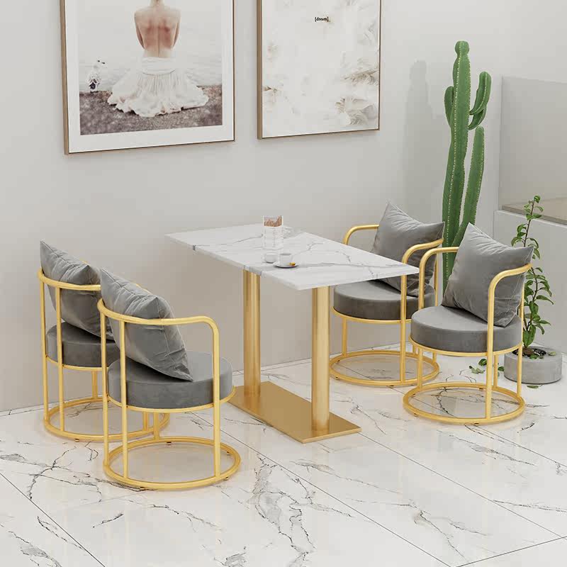 Office in talks to receive guests 4s Shop Sample House Display Center Cafe Milk Tea Shop Small Round Table A Table Of Four Chairs Combinations