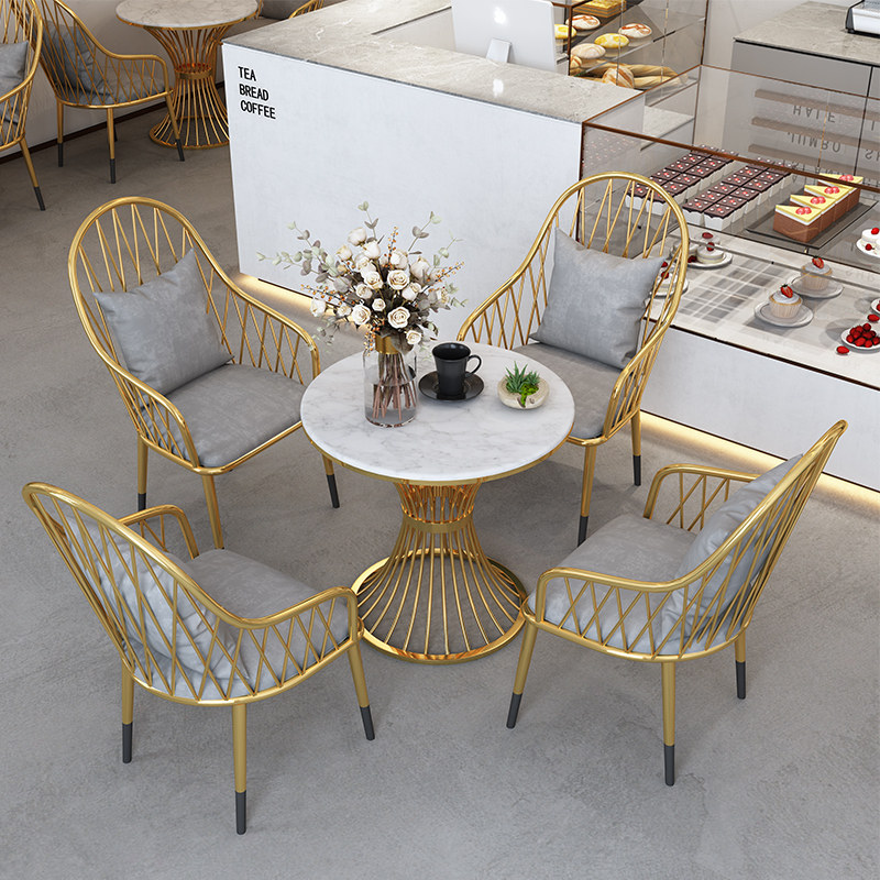 Nordic Light Luxury One Table Four Chairs Negotiation Reception Rest Area Sample House Display Center Tables and Chairs Combination Net Red Milk Tea Shop Round Tables and Chairs