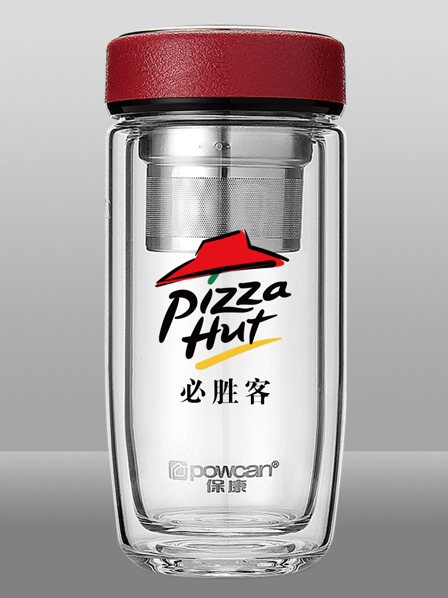 Double glazed water glass custom style logo logo printed with a tea cup tailor-made to customize memorabilia