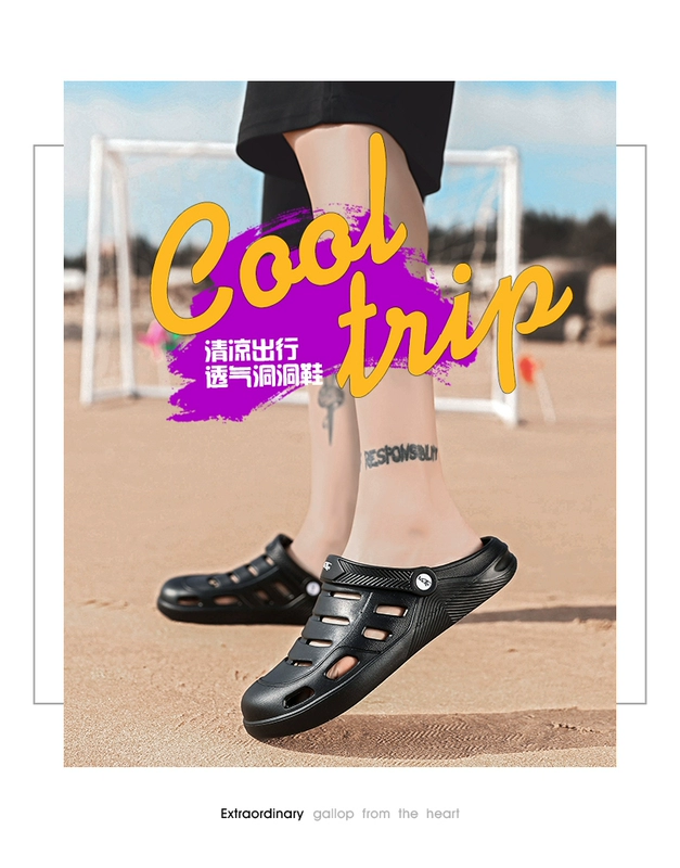 Summer lỗ giày Hàn Quốc phiên bản của triều sơ mi rơ moóc giày Baotou nam trượt dép dép vài giày bãi biển tắm cha mẹ