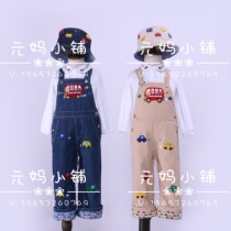 miki childrens clothing 21 years new autumn style childrens clothing pure cotton denim small car embroidered back with trousers long pants mothers home