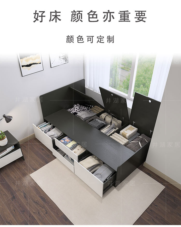 Phòng ngủ Bắc Âu giường ngủ cao hộp lưu trữ ngăn kéo lưu trữ giường căn hộ nhỏ tấm giường 1,2 m giường đơn - Giường bộ giường ngủ giá rẻ