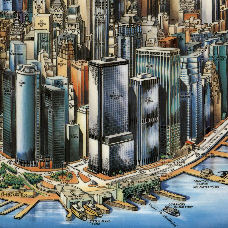 纽约曼哈顿鸟瞰地图 Manhattan,New York-Unique Media