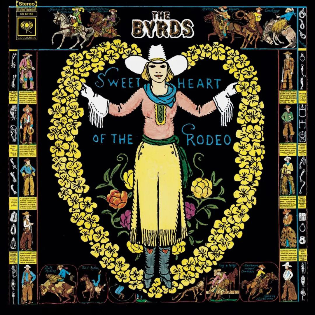美国摇滚乐队The Byrds（飞鸟乐队）在他们1968年的同名专辑中使用了图像“牛仔甜心”的片段，组合成为专辑《Sweetheart of the Rodeo》的封面