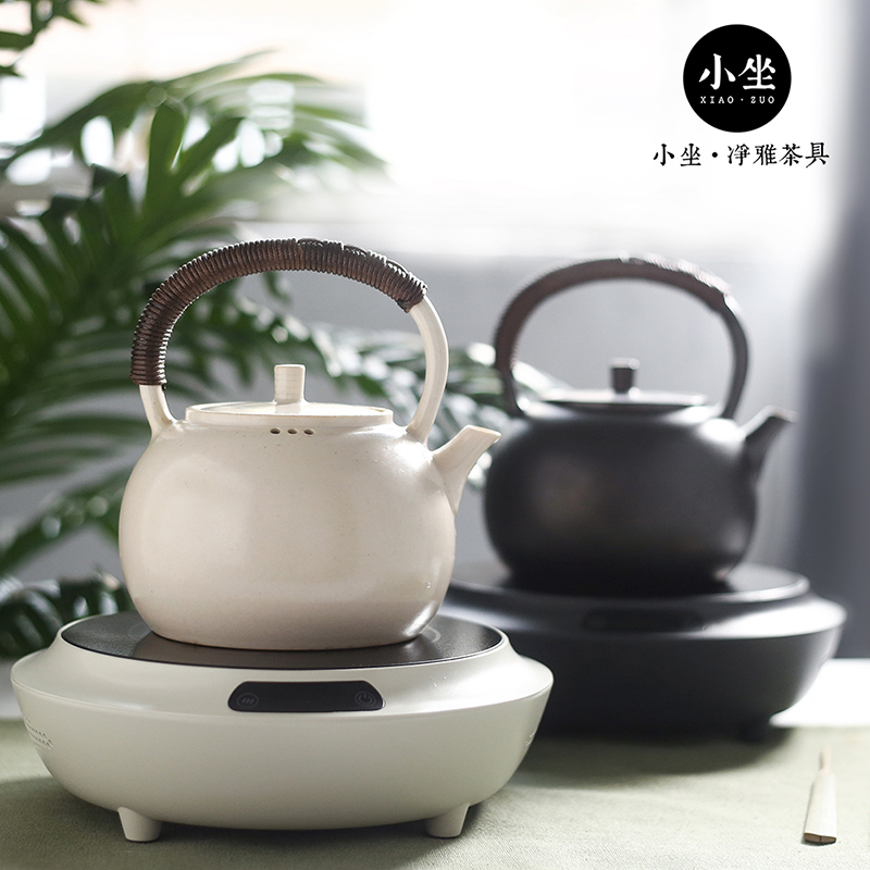 Small sitting black crystal stove to make tea home small tea stove glass pot pottery pot kettle tea maker quick-cook pot set