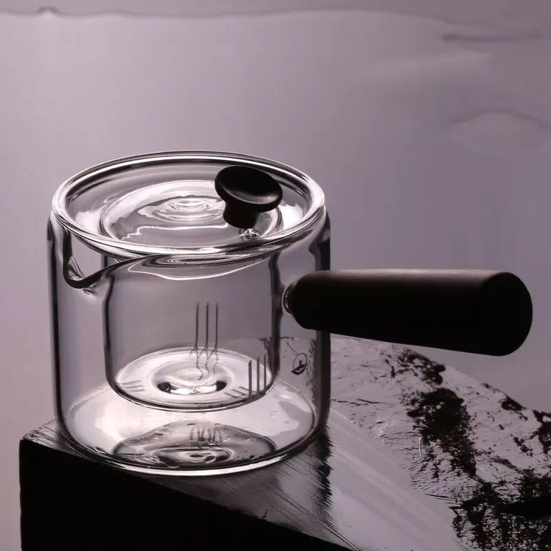 New feather hand wooden hand glass kettle thicker hot teapot filter cover teapot teapot tea divider