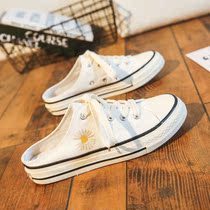 Half-support small Daisy canvas shoes female students Korean version 2021 new academic style 1970s flat Joker ins trendy shoes