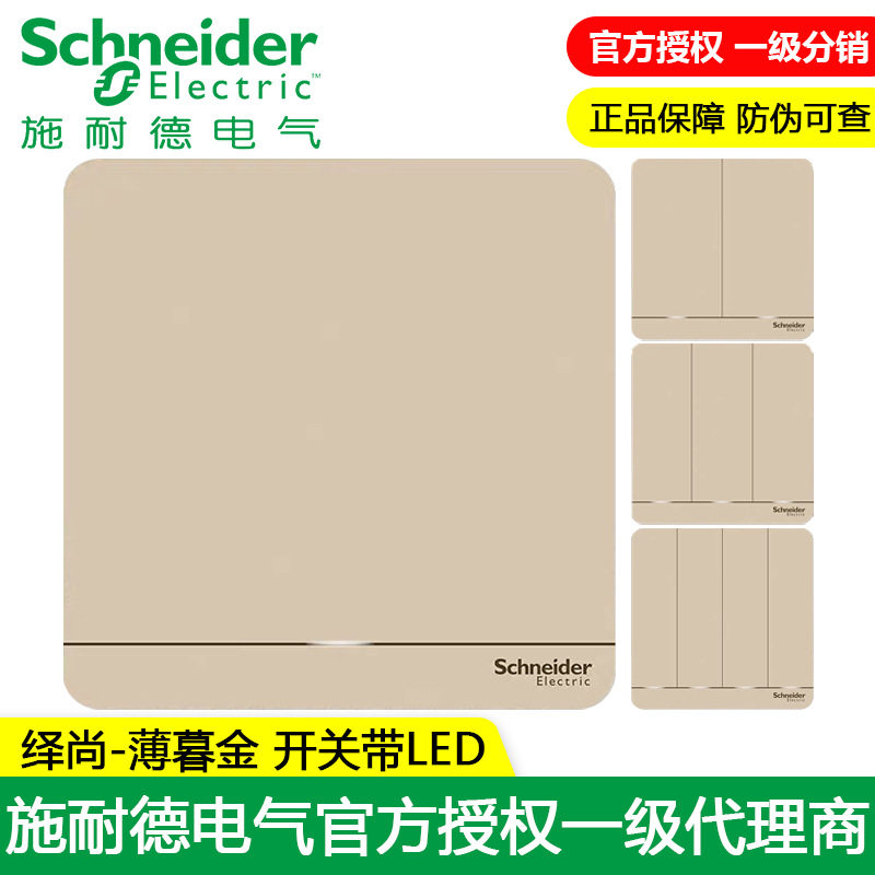 Schneider switch socket Yi Shangjin switch with LED switch panel double cut five-hole wall socket double usb