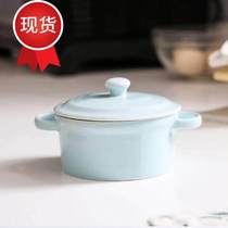 Double-eared small family stewed egg bowl with lid steamed egg bowl round steamed egg custard bowl single large ◆new product◆