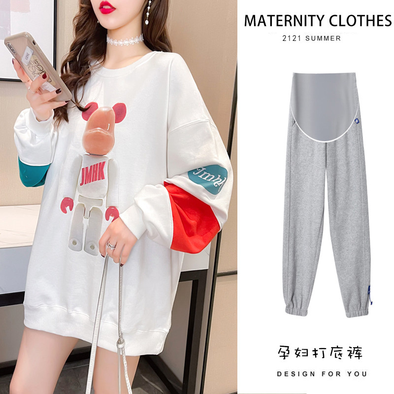 Pregnant Woman Autumn Dress New Out Fashion Internet Red Pregnant Woman Suit Boomer Loose Casual Blouse Autumn Winter Sweatshirt Woman