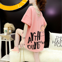 Pregnant Woman Summer Clothing Out Fashion Internet Red Pregnant Woman Suit Loose Dress Surges Moms Summer Short Sleeve Blouse T-Shirt Woman