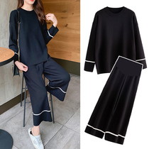 Pregnant Woman Autumn Clothing Suit Fashion Money Net Red Knit Sweater Autumn Winter Tide Moms Loose Leisure Two Sets Spring Autumn