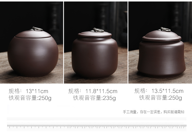 Violet arenaceous caddy fixings household ceramic seal pu - erh tea storage POTS double pot of tea packaging gift box support LOGO custom - made