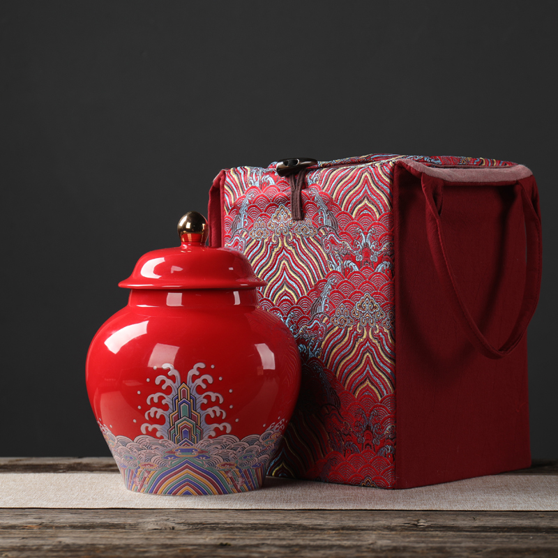Waves ceramic tea pot plus - size 2 jins to save storage pu - erh tea tea box, gift box packaging, general tank