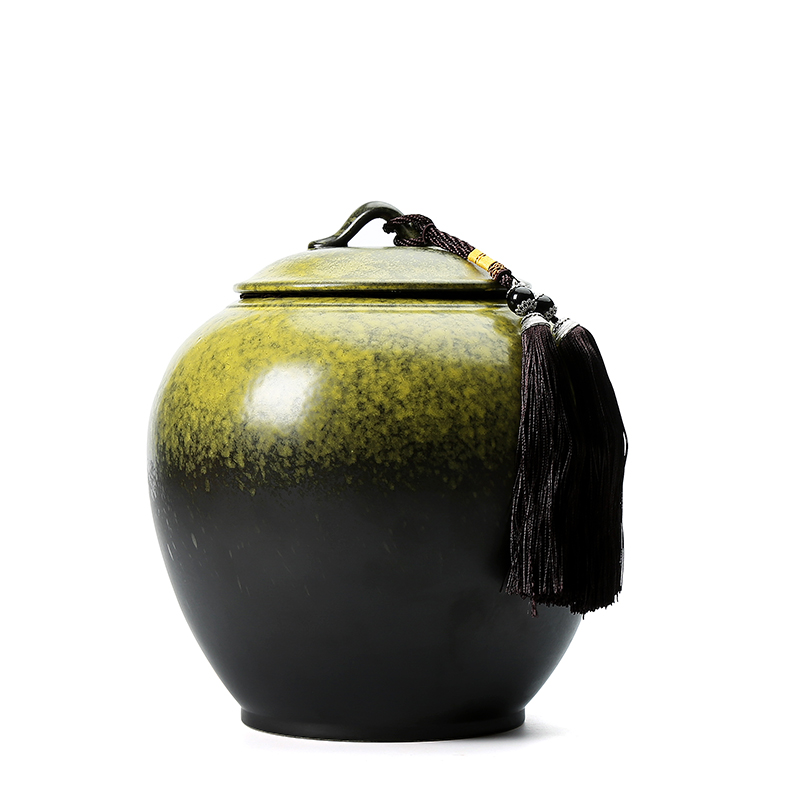 Retro up ceramic tea packing box pu 'er tea caddy fixings bucket number happens detong tea warehouse decoration POTS