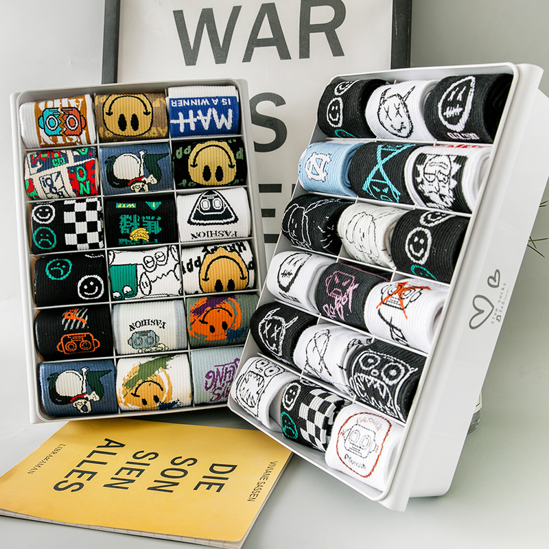 Men's Long Socks, Pure Cotton, Autumn and Spring, Odor-Resistant, Mid-Calf, Sports Basketball Long Socks, Trendy ins Fashion Brand, for Teenagers and Students