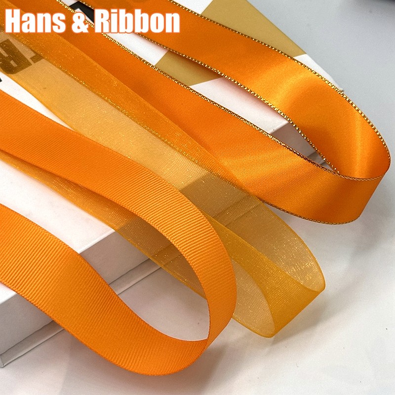 Encrypted Ribbon Orange High-Density Fabric Ribbon for Baking Gift Wrapping, Orange ...