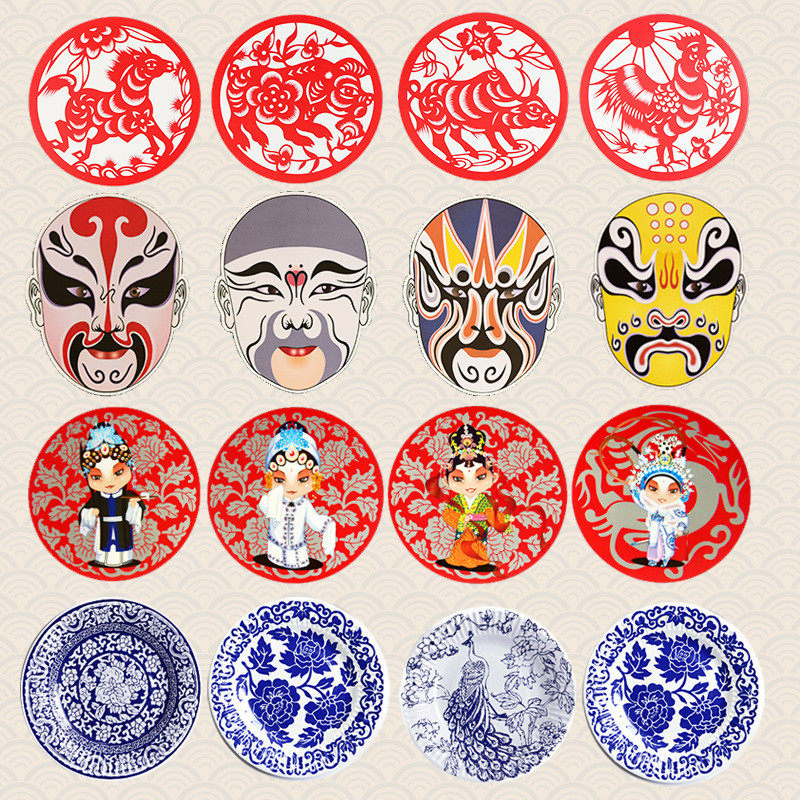 Zodiac cardboard kindergarten school Chinese culture Chinese style opera characters hand-painted cardboard ornaments