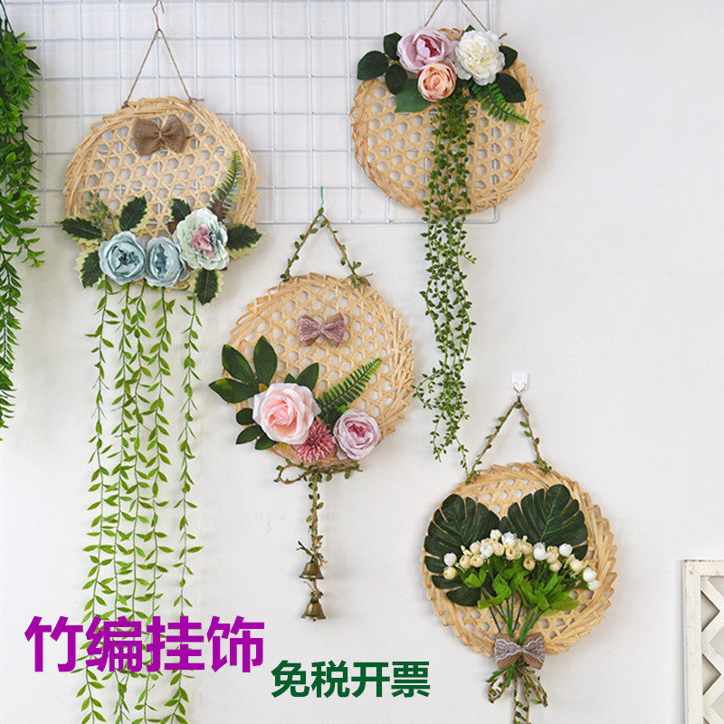 Living room wall decoration simulation green plant bamboo net pendant kindergarten primary school wall decoration forest decoration materials