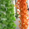 Artificial leaf rattan fake flower kindergarten mall opening Suspended ceiling decoration green plant plastic grape leaf vine