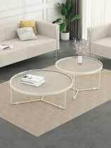 Nordic light luxury modern glass coffee table table table living room household small apartment round minimalist tea table net red round
