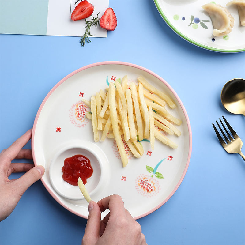 Creative ceramic dumplings dribbling vinegar disc dumplings special dish home cold dish master shrimp dish dish plate of French fries