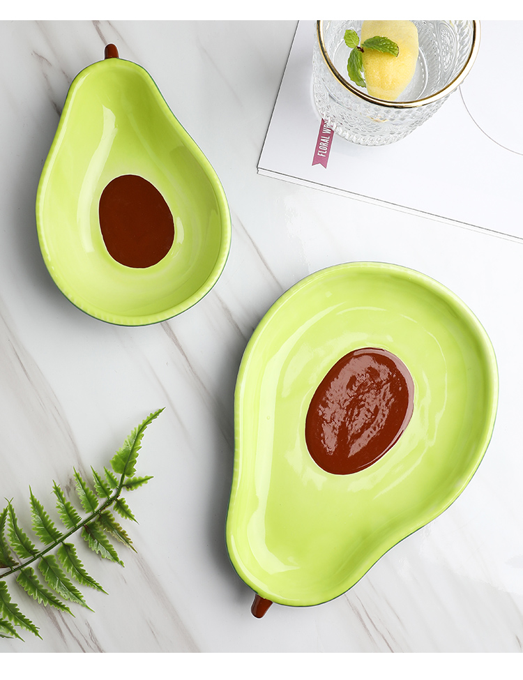 Ins and lovely but avocado ceramic disc household fruit salad of dish of all the creative special - shaped plate small dishes