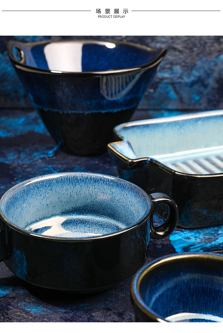 Tinyhome Europe type up ceramic tableware baking pan cheese baked FanPan rainbow such as bowl chopsticks to offer them deep bowl of soup plate