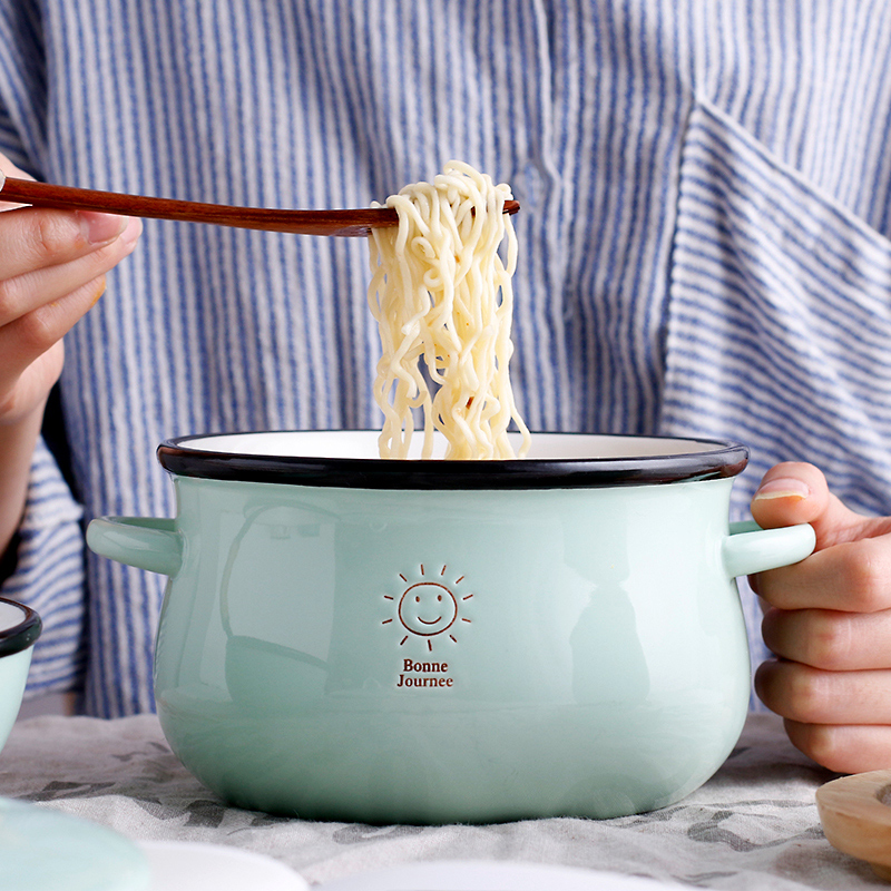 Tinyhome ceramics with cover make rainbow such as bowl, lovely big bowl Japanese ramen ears big rainbow such as bowl bowl soup bowl of stew
