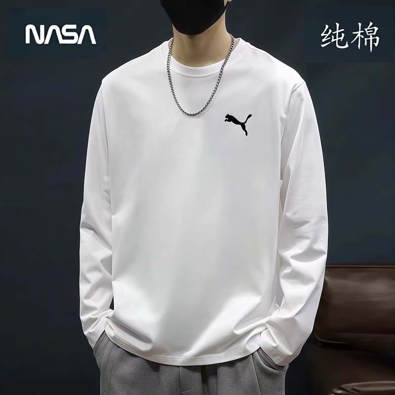 260 Heavy-Weight Pure Cotton Cheetah New Style Long-Sleeve T-Shirt, Loose Fit, Large Size, Round Neck, Inner Layer, Spring and Autumn Top, Base Shirt