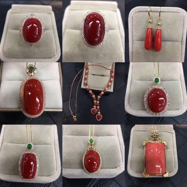 Gemstone inlaid 18K gold sky diamond pendant ring red bracelet earrings earrings Tibetan jewelry