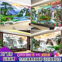Chinese landscape landscape 3d wallboard painting bamboo wood fiber board painting integrated board quick protection decorative painting TV background wall